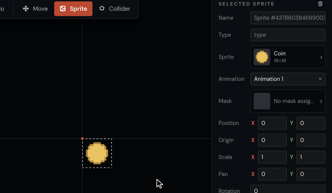 Centring the coin with Origin 0.5, then drawing an eight-point collider around it